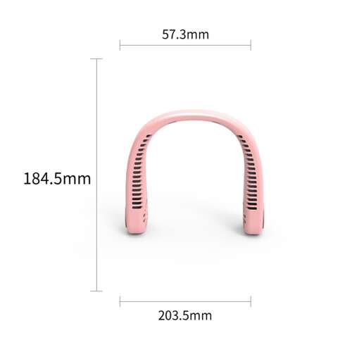 hordozható nyakventilátor, rózsaszín, 203,5 x 184,5 mm méretábrával