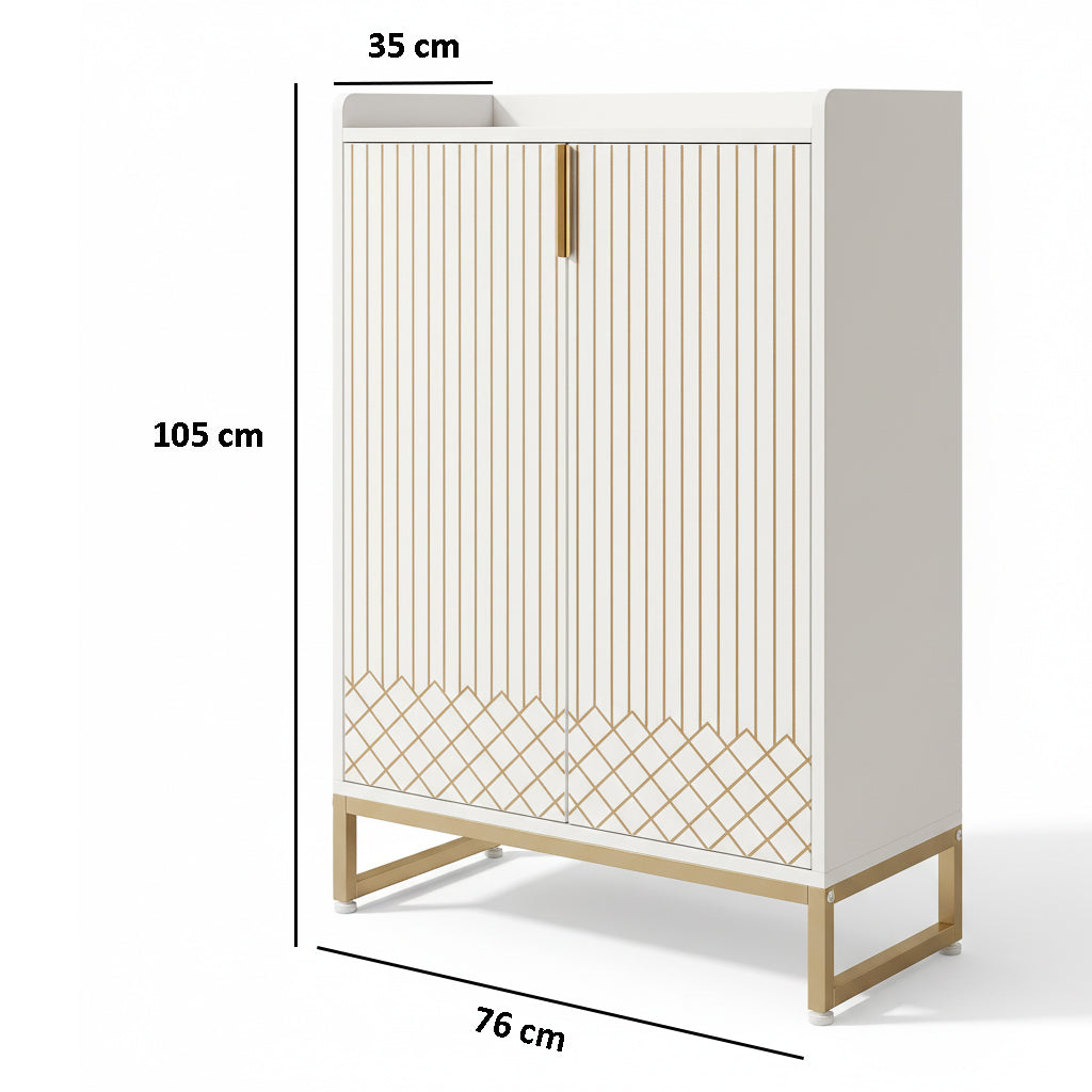 modern fehér komód, 105 x 76 x 35 cm méretábrával