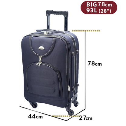 puhafedeles bőrönd, sötétkék, 93 literes, 78 cm-es méretábrával