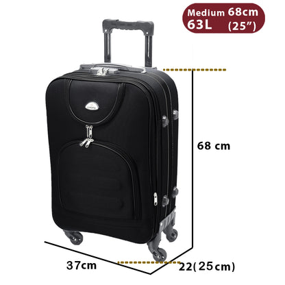 puhafedeles bőrönd, fekete, 63 literes, 68 cm-es méretábrával