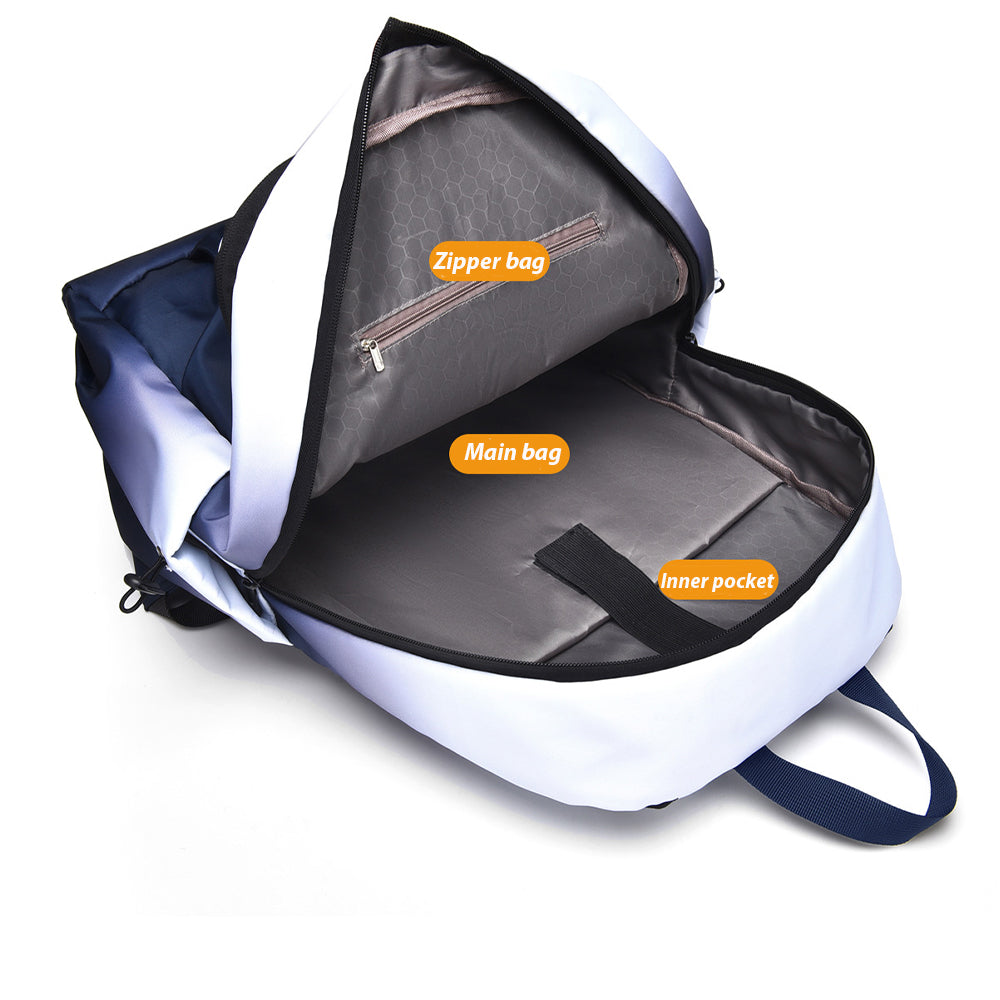 laptop hátizsák, kompakt, nylon anyagból, cipzáras részlettel, vállpánttal