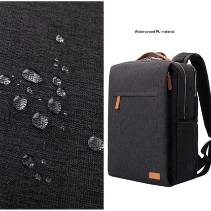 fekete unisex laptop hátizsák vízlepergető szövet közeli részletével