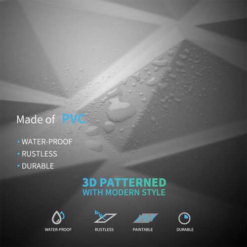 3D PVC falpanel, vízálló és tartós fehér geometrikus mintával