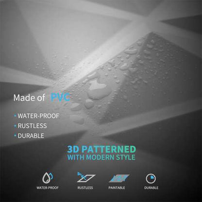 3D PVC falpanel, vízálló és tartós fehér geometrikus mintával