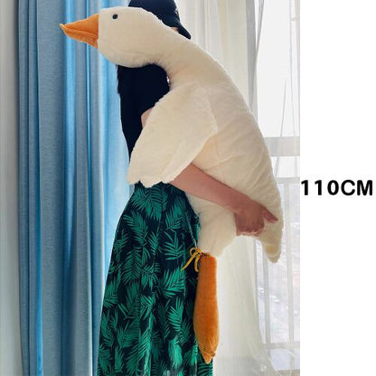 DreamPets 110 cm fehér liba plüssfigura, kézben tartva