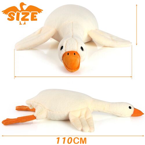 DreamPets fehér liba plüssfigura, 110 cm méretábrával