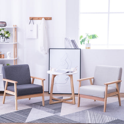 skandináv fotel, szürke és bézs szövetváltozatokkal modern szobában