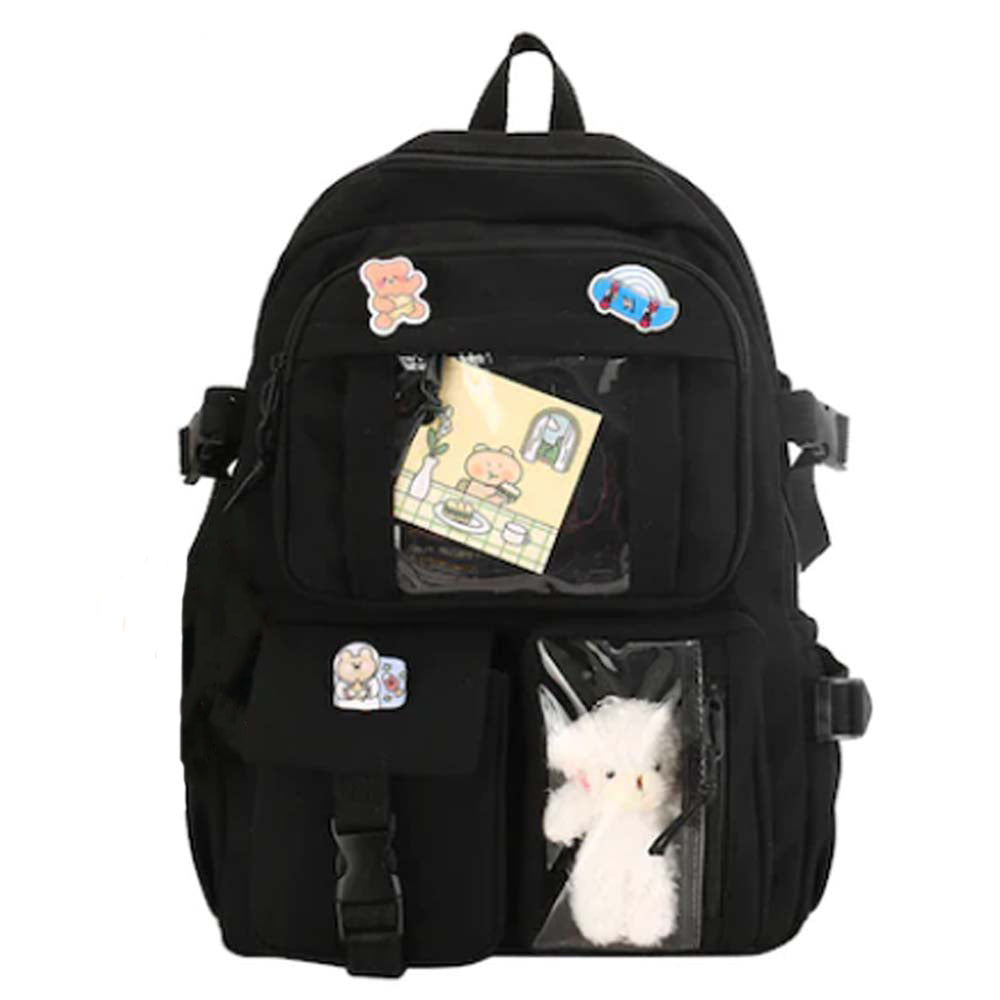 laptop hátizsák, fekete, rózsa formával, nylon anyagból, laptoprekesszel, változatként