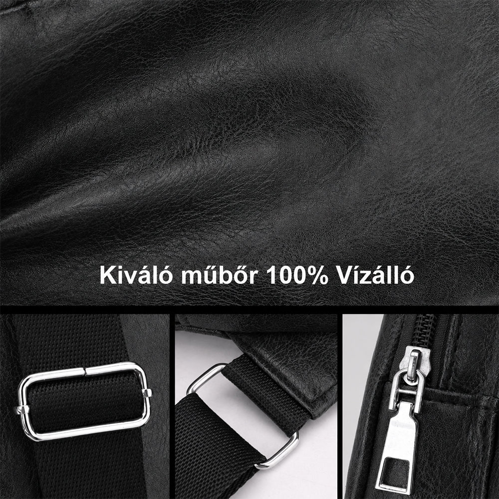 férfi táska, kompakt, műbőr kivitelben, karcálló felülettel, állítható pánttal