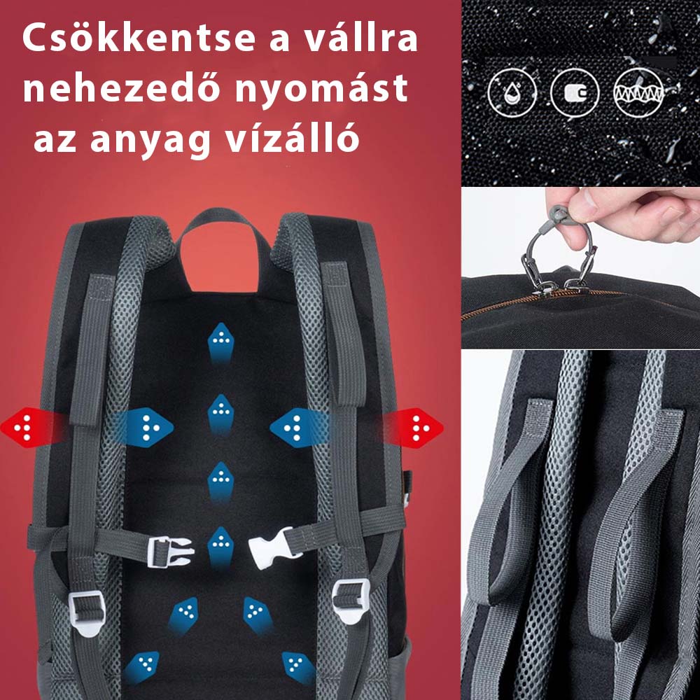 fekete 13 hüvelykes laptop hátizsák hátpárnázás és vízálló anyag infografikán