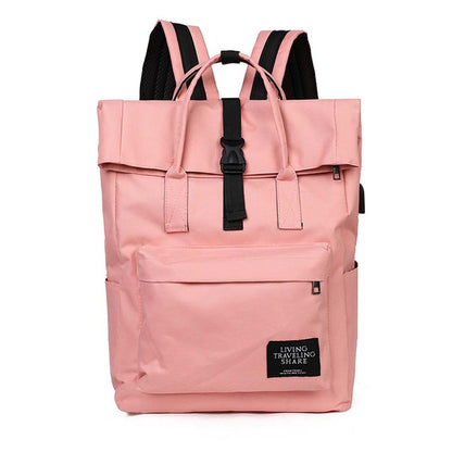 Dollcini rózsaszín nylon laptop hátizsák, csatos elülső zsebbel