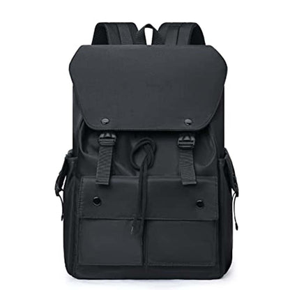 férfi laptop hátizsák, fekete, motoros stílusú elölnézetben