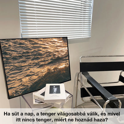 3D homokfestmény, tengeri fényjátékot bemutató asztali kijelzős jelenetben