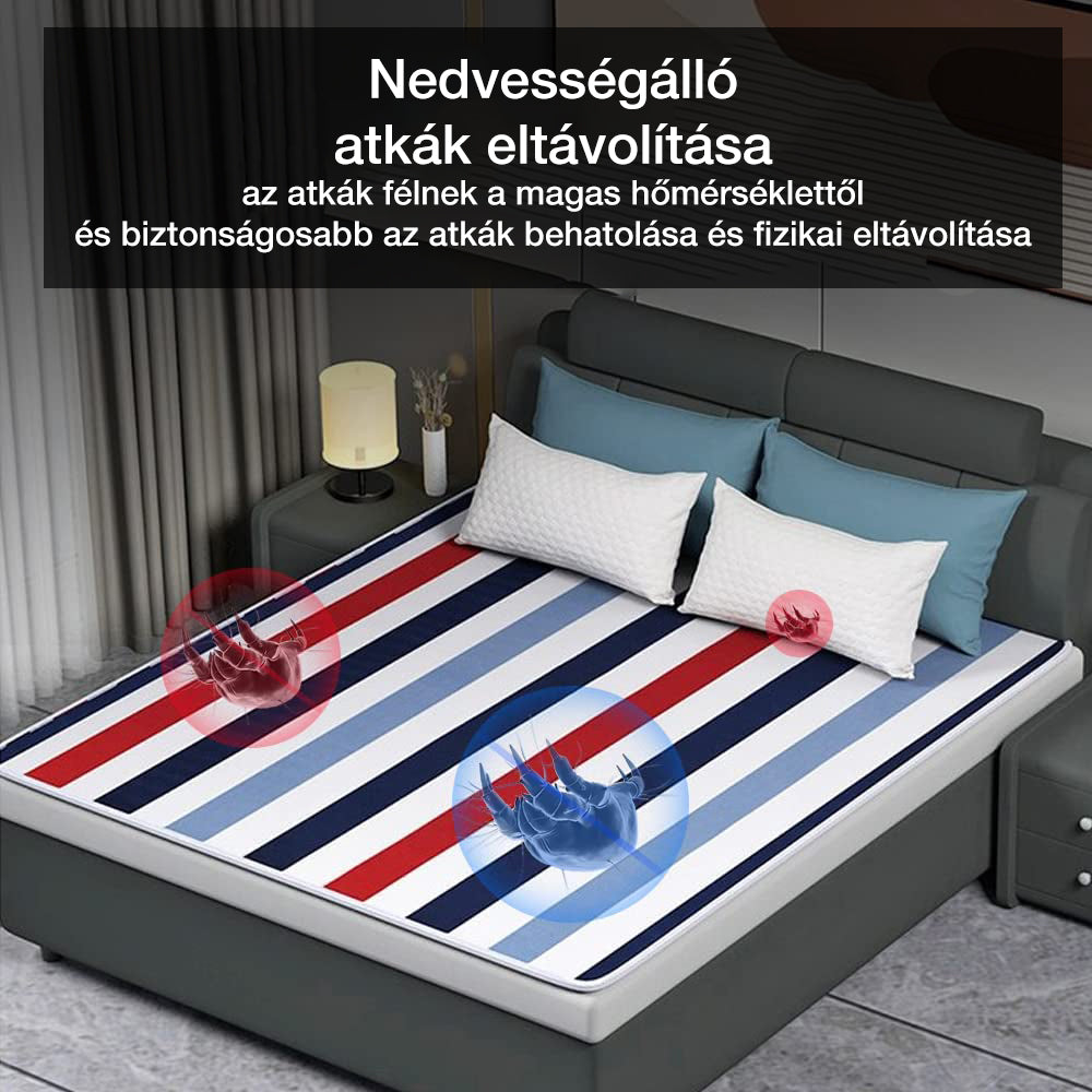 csíkos fűtött takaró ágyon, nedvességálló atkaeltávolító poszteren