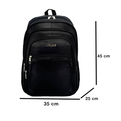 fekete 17 hüvelykes laptop hátizsák elölnézeti méretábrán 45 x 35 x 25 cm jelöléssel