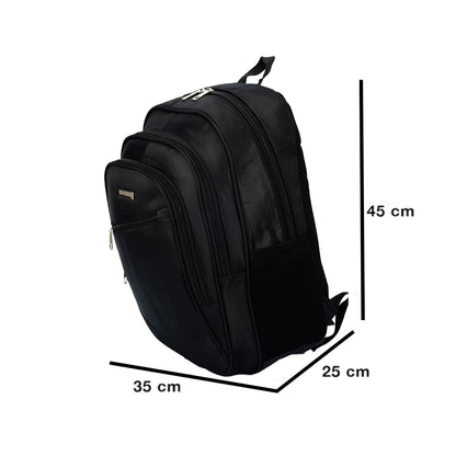 fekete 17 hüvelykes laptop hátizsák döntött méretábrán 45 cm magassággal