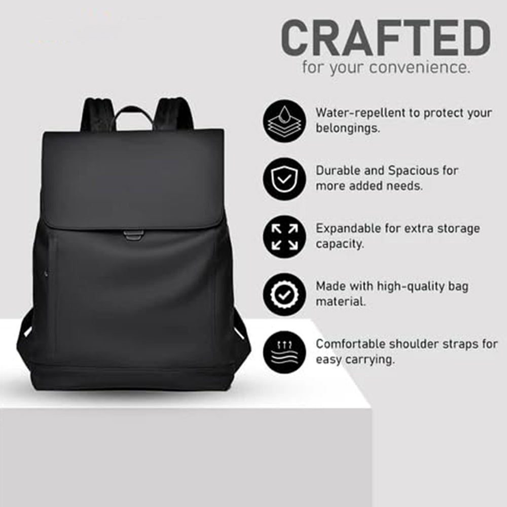laptop hátizsák, fekete, nylon anyagból, laptoprekesszel, hátoldali nézetben