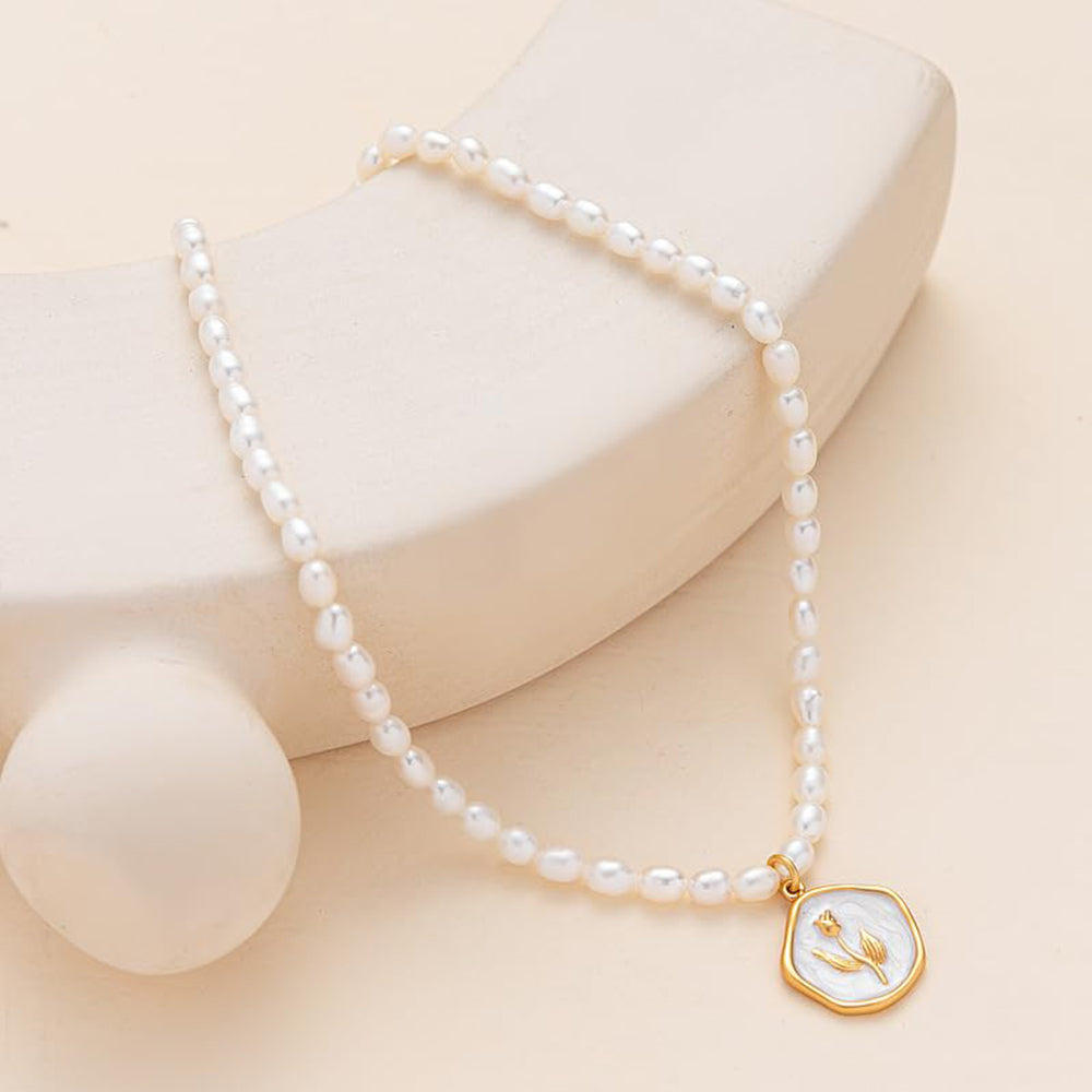 nyaklánc, gyöngy díszítéssel, díszített foglalattal, 546762 modell