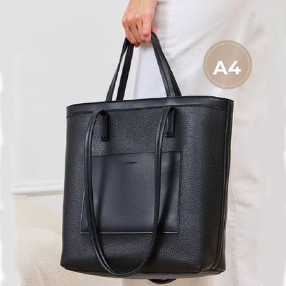 fekete nagy méretű laptop tote táska A4 méretű használati nézetben