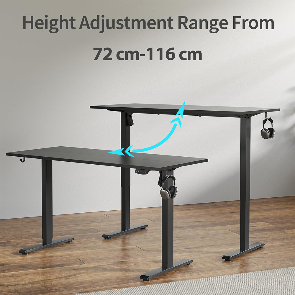 állítható íróasztal, fekete, 72-116 cm magasságállítási tartománnyal