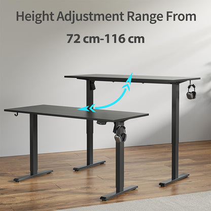 állítható íróasztal, fekete, 72-116 cm magasságállítási tartománnyal