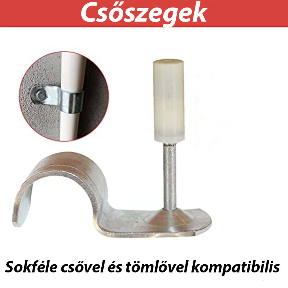 szögbelövő tartozék, alumínium részlettel, közeli nézetben