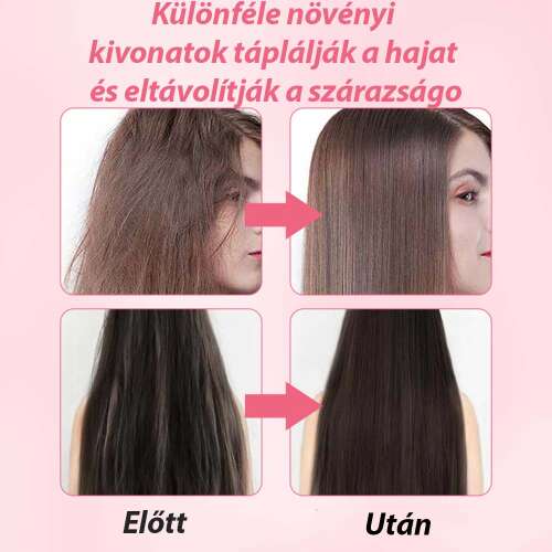 Nanmeishun ginzeng hajkondicionáló előtte-utána hajsimító infografikán