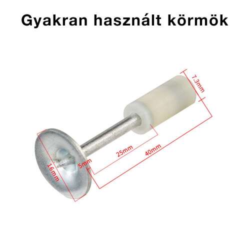 szögbelövőhöz való gyakran használt szeg, 25 x 40 mm méretábrával