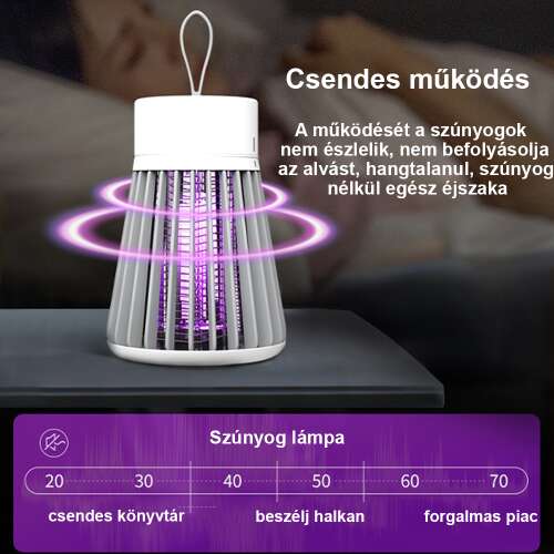 USB szúnyogirtó lámpa, csendes működést bemutató zajszint ábrával