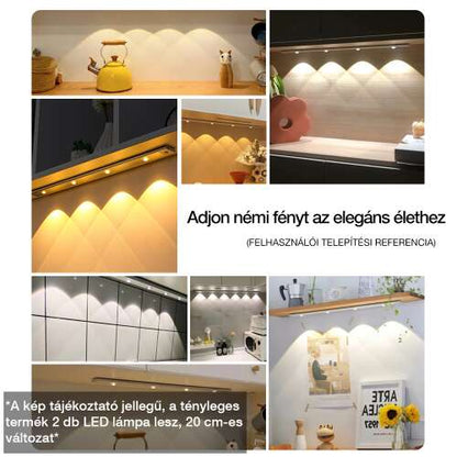 smart LED lámpa, konyhai és szekrény alatti használati kollázson