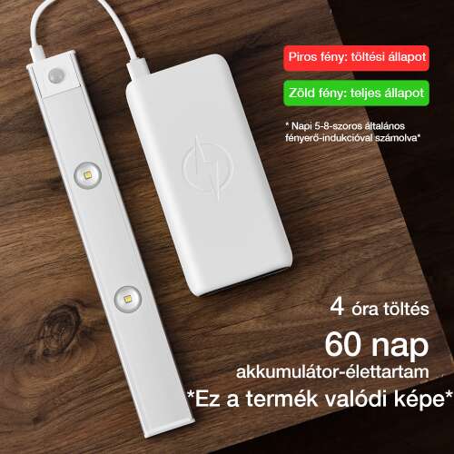 smart LED szekrénylámpa, 4 óra töltéssel és 60 napos akkumulátor-élettartammal