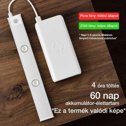 smart LED szekrénylámpa, 4 óra töltéssel és 60 napos akkumulátor-élettartammal