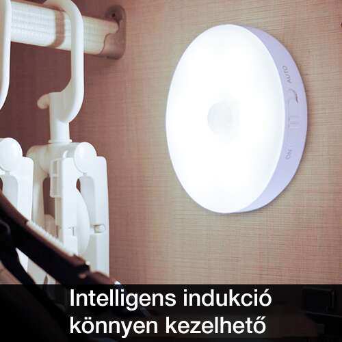 kerek LED éjszakai lámpa, szekrény alatti intelligens érzékeléssel