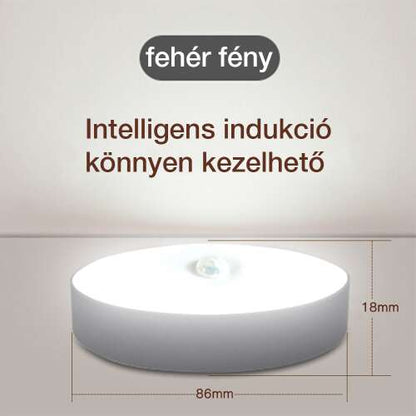 kerek mozgásérzékelős LED lámpa, fehér fénnyel, 86 x 18 mm méretábrával
