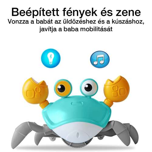 interaktív rák babajáték, beépített fényekkel és zenével poszteren