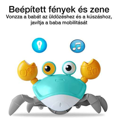 interaktív rák babajáték, beépített fényekkel és zenével poszteren