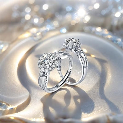 gyűrű, ezüst, moissanite kővel, 925 ezüst részlettel, ajándékhoz bemutatva, 649071 modell