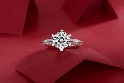 ezüst hatkarmos moissanite gyűrű fényes részletképen második nézetben