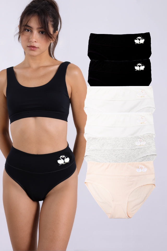 női bugyi, többszínű, 6 részes, pamutból, hátoldali nézetben, ZZC_62072_XXL modell