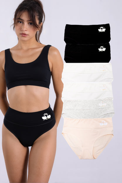 női bugyi, többszínű, 6 részes, pamutból, hátoldali nézetben, ZZC_62072_XXL modell