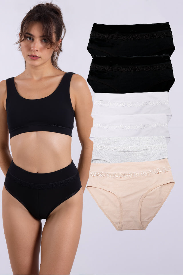 női bugyi, többszínű, 6 részes, pamutból, hátoldali nézetben, ZZC_69352_XXL modell