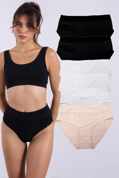 női bugyi, többszínű, 6 részes, pamutból, hátoldali nézetben, ZZC_69352_XXL modell