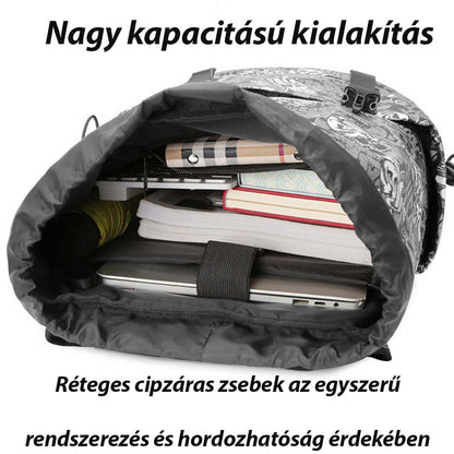 férfi táska, fekete, nylon anyagból, cipzáras részlettel