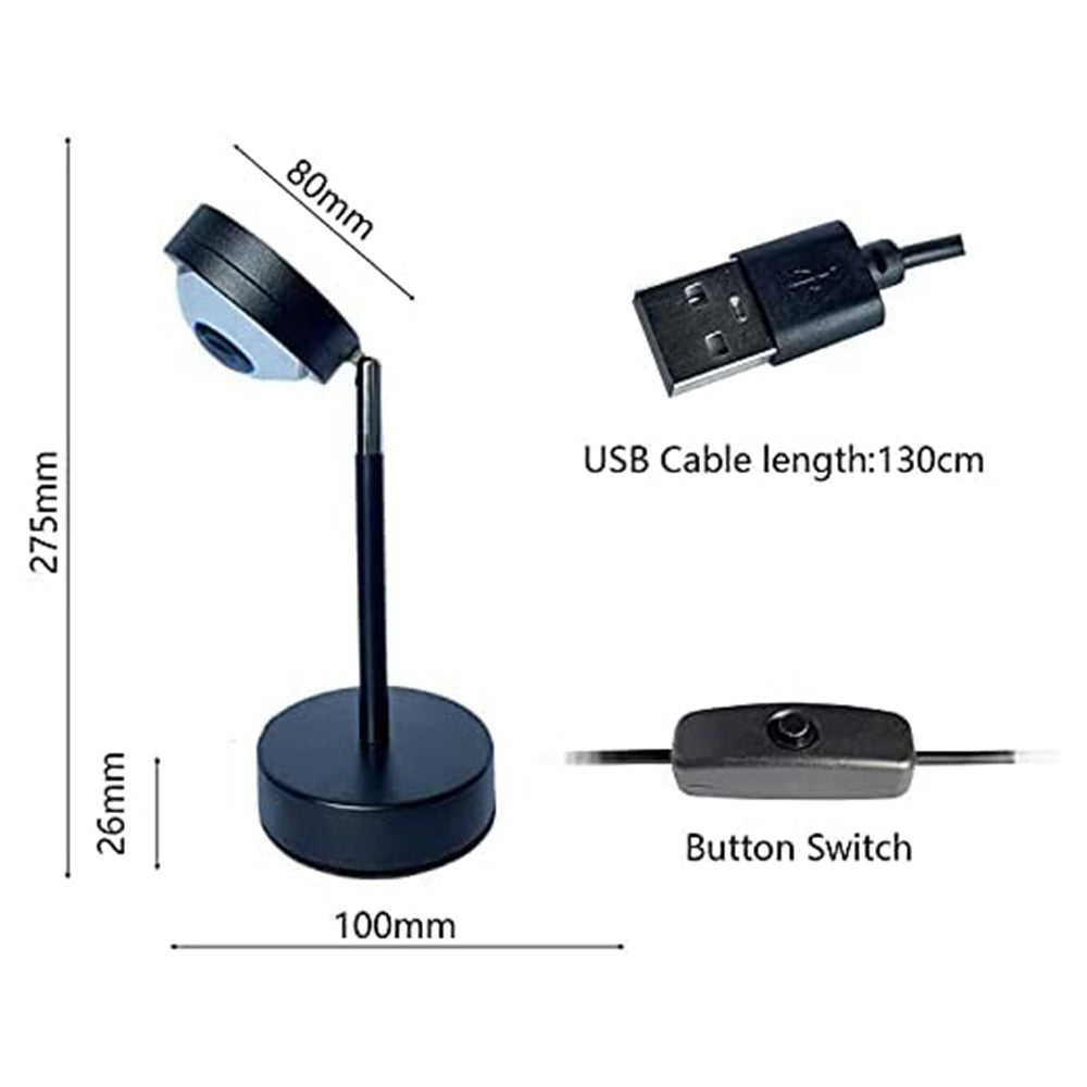 naplemente projektor lámpa, 275 mm magas állvánnyal és 130 cm USB kábellel