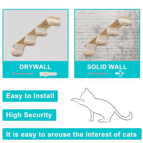 fali macskalépcső telepítési infografikán, gipszkarton és tömör fal példával