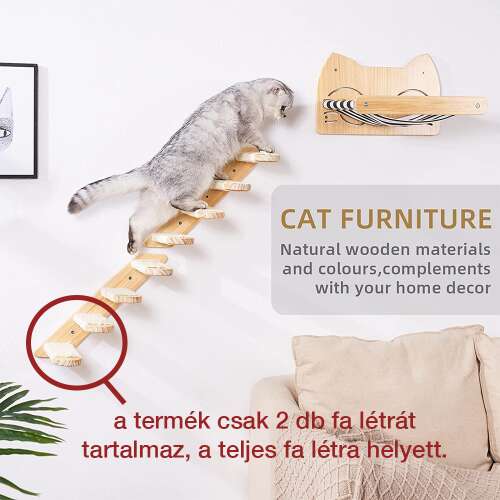 kisállat kiegészítő, barna, cicás részlettel, fa részlettel, részletnézetben