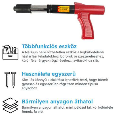 kézi szögbelövő, piros, fém részlettel, főnézetben, 93769277 modell
