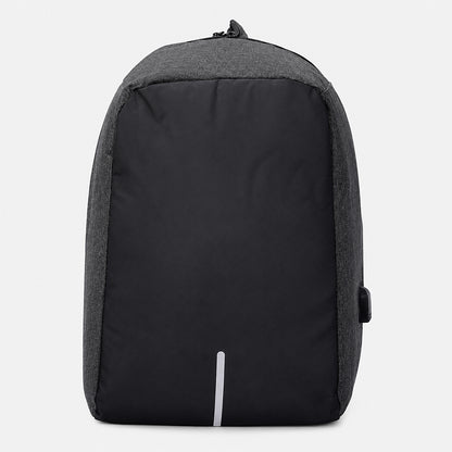 szürke és fekete 16 hüvelykes laptop hátizsák elölnézetben fényvisszaverő alsó csíkkal