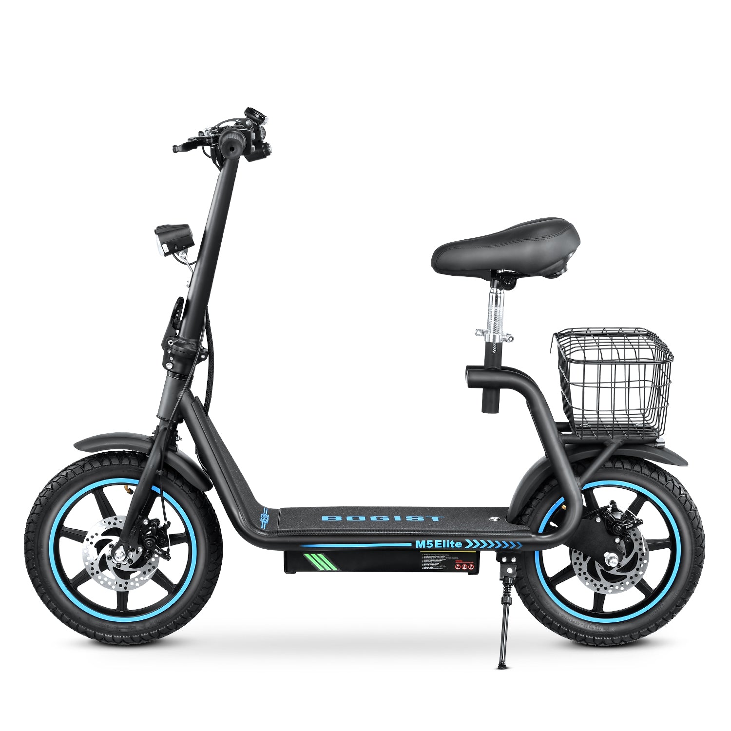 Bogist M5 Elite elektromos roller, fekete, kosárral és 14 hüvelykes kerekekkel