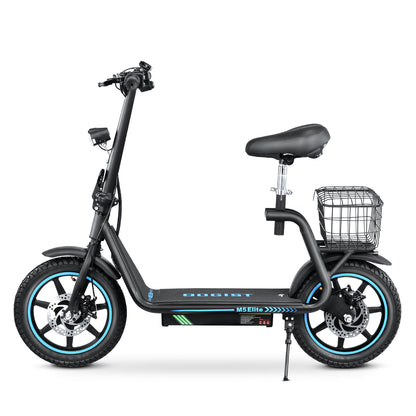 Bogist M5 Elite elektromos roller, fekete, kosárral és 14 hüvelykes kerekekkel
